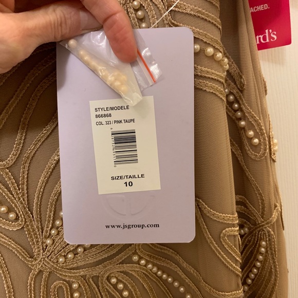 JS Group Champagne Color Formal Breaded Dress - Picture 5 of 6